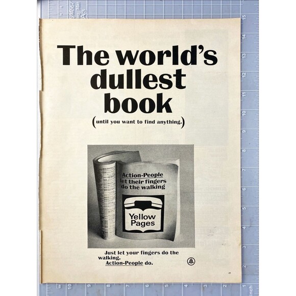 Yellow Pages "The Worlds Dullest Book" Vintage Print Ad 1966 - Picture 2 of 3